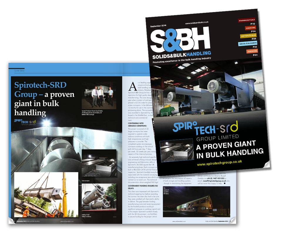 Spirotech take centre stage in Solids & Bulk Handling Magazine?