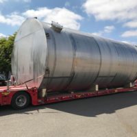 Two 120,000 litre stainless steel whisky vessels