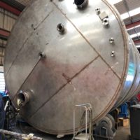Two 120,000 litre stainless steel whisky vessels